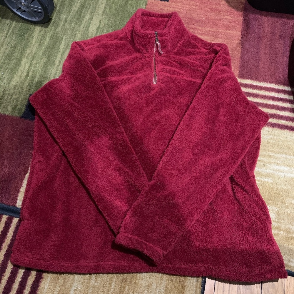 Grizzly Sherpa Berry Red 3/4 Zip Sweater
